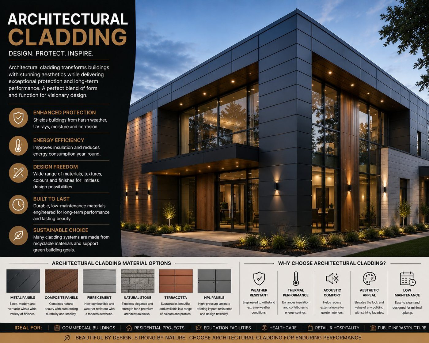 Architectural cladding on a contemporary residential building