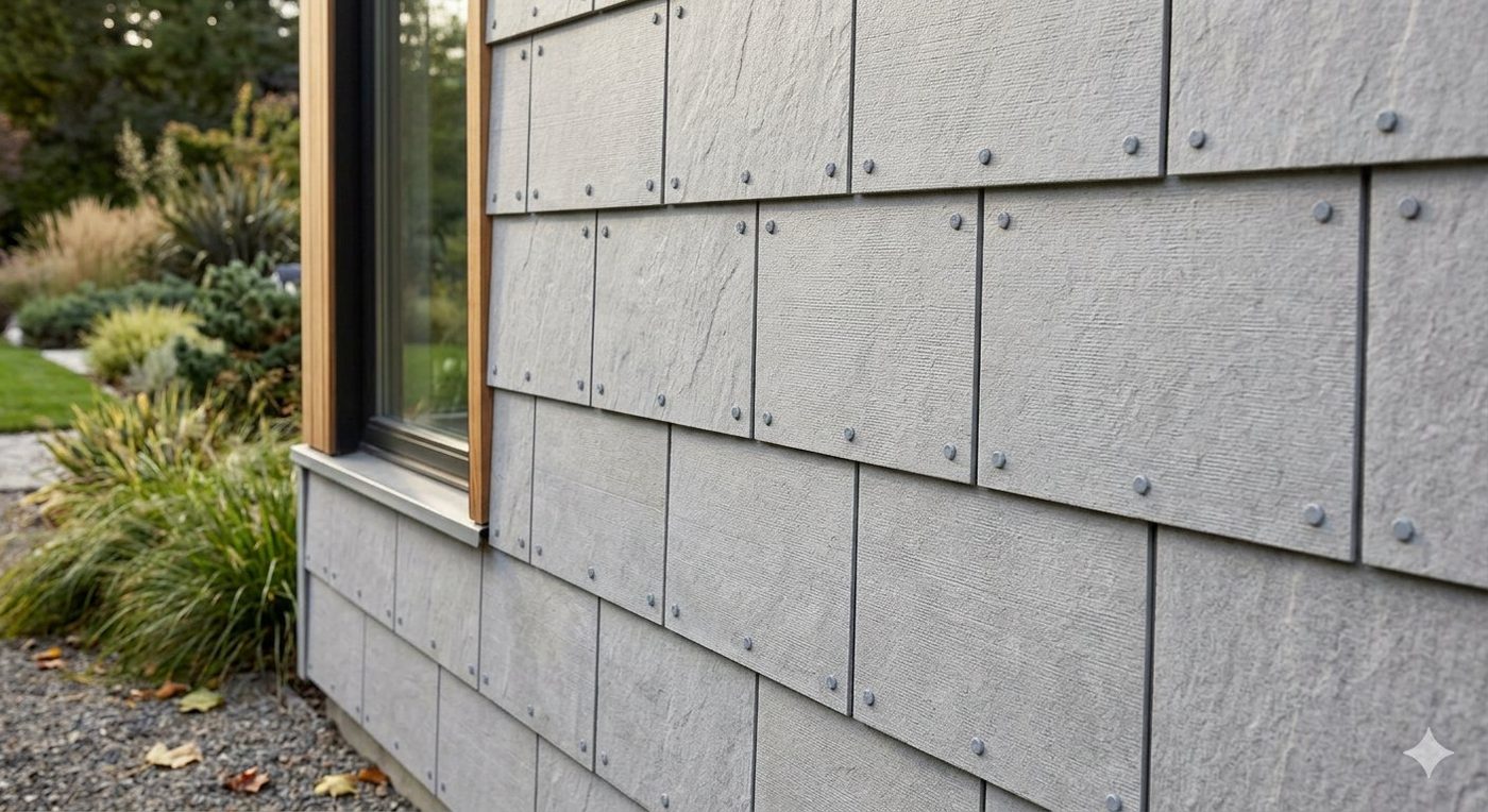 Fibre cement cladding shingles with bolt fixings