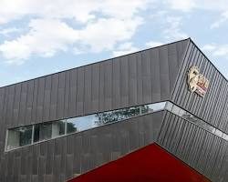 Industrial cladding on a warehouse facade